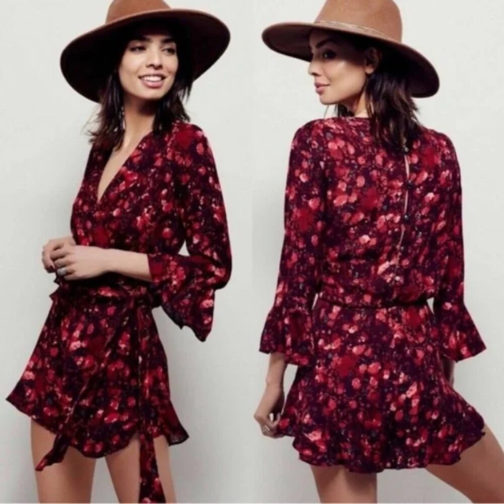 Free People All the Right Ruffles Romper Berry